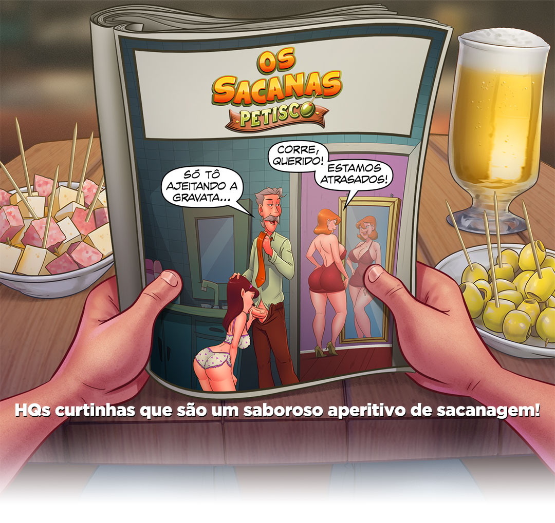 A comic book cover showing the Sacanas family in a suggestive pose